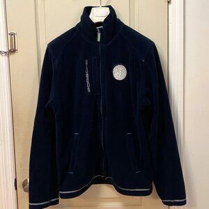 Porsche Design Men's Size L 100% Polyester Zip Front Mock Turtle Fleece. Blue.